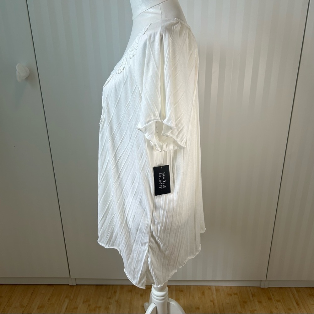 NWT New York Laundry white ruffle raglan embroidery flowy pretty blouse Size 2X - Picture 8 of 10